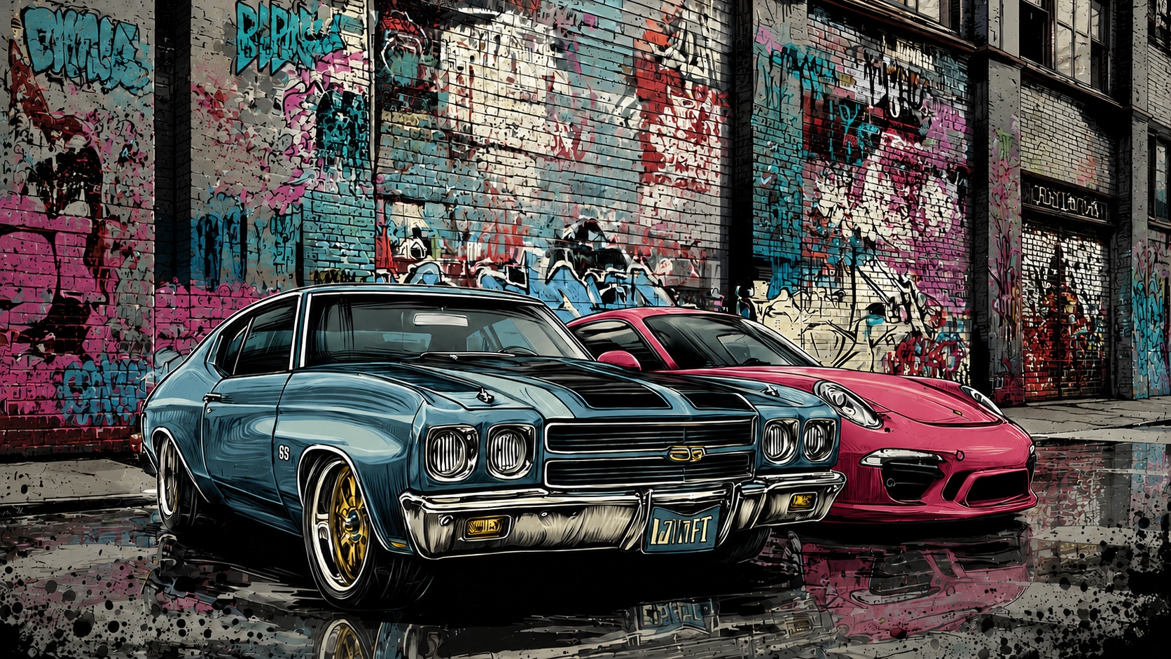 Get A Splash mobile car wash hero — graffiti street art with classic cars